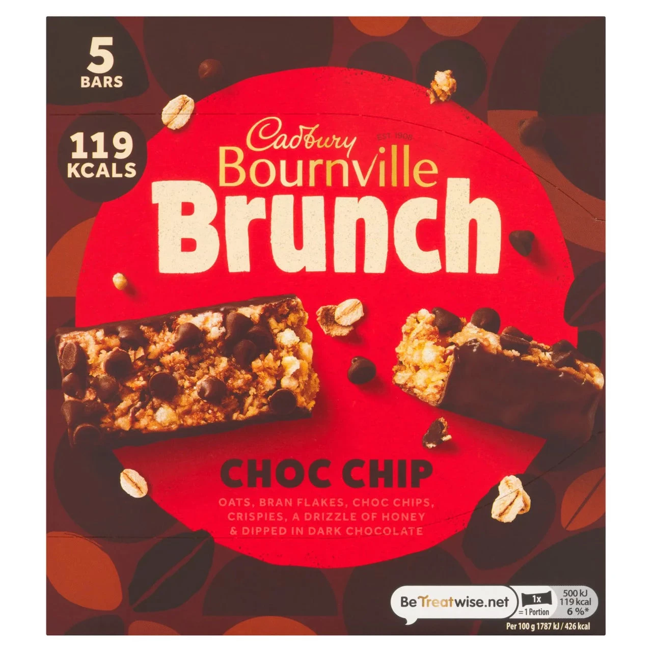 Cadbury Bournville Brunch Bar Choc Chip 5 X 28g(Cadbury Bournville Brunch Bar Choc Chip 5 X 32g) 1 Cadbury Bournville Brunch Bar Choc Chip 5 X 28g(Cadbury Bournville Brunch Bar Choc Chip 5 X 32g)