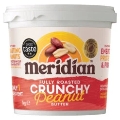 Meridian Crunchy Peanut Butter 100% 1kg(Meridian Natural Smooth Peanut Butter No Added Sugar And No Added Salt 1kg)