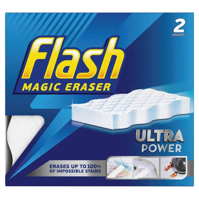 Flash Ultra Power Magic Eraser 2 Per Pack(Flash Magic Eraser Extra Power 2) 1 Flash Ultra Power Magic Eraser 2 Per Pack(Flash Magic Eraser Extra Power 2)