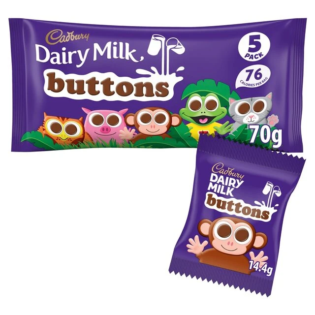 Cadbury Dairy Milk Chocolate Buttons Treatsize Bags 5 Per Pack(Cadbury Dairy Milk Chocolate Buttons Treatsize Bags 5 Per Pack) 1 Cadbury Dairy Milk Chocolate Buttons Treatsize Bags 5 Per Pack(Cadbury Dairy Milk Chocolate Buttons Treatsize Bags 5 Per Pack)