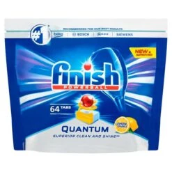 Finish Quantum Max Dishwasher Tablets Lemon Scent 64 Per Pack(Finish Quantum Max Tablets Lemon 60 Per Pack)