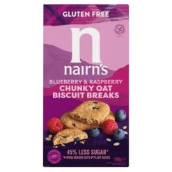 Nairn's Gluten Free Oats, Blueberry & Raspberry Chunky Biscuit Breaks 160g(Nairns Gluten Free Oats Blueberry Raspberry Chunky Biscuit Breaks 160g)