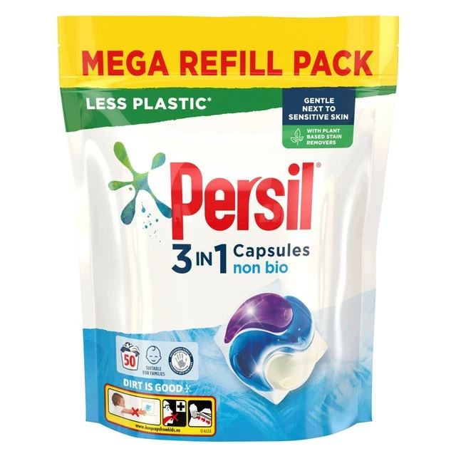 Persil® Persil 3 In 1 Laundry Washing Capsules Non Bio 50 Per Pack(Persil Small And Mighty Non Biological 25 Wash 875ml) 1 Persil® Persil 3 In 1 Laundry Washing Capsules Non Bio 50 Per Pack(Persil Small And Mighty Non Biological 25 Wash 875ml)