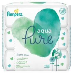 Pampers® Pampers Aqua Pure Baby Wipes 3 X 70 Per Pack(Pampers Active Fit Nappies Size 3 Essential Pack 42 Nappies)
