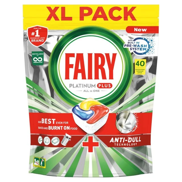 Fairy Platinum Plus All In One Lemon Dishwasher Tablets 40 Per Pack(Fairy All In 1 Dishwasher Tablets Lemon 34) 1 Fairy Platinum Plus All In One Lemon Dishwasher Tablets 40 Per Pack(Fairy All In 1 Dishwasher Tablets Lemon 34)