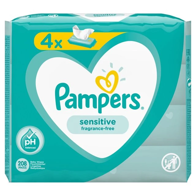 Pampers® Pampers Baby Wipes Sensitive 4 X 52 Per Pack(Pampers Active Fit Nappies Size 3 Large Pack 60 Per Pack) 1 Pampers® Pampers Baby Wipes Sensitive 4 X 52 Per Pack(Pampers Active Fit Nappies Size 3 Large Pack 60 Per Pack)