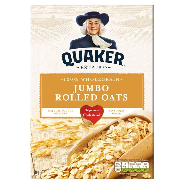 Quaker Oats Jumbo Rolled Oats Porridge 1kg(Quaker Jumbo Rolled Porridge Oats 1kg) 1 Quaker Oats Jumbo Rolled Oats Porridge 1kg(Quaker Jumbo Rolled Porridge Oats 1kg)