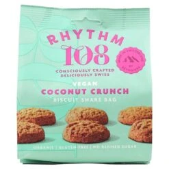 Rhythm 108 Swiss Vegan Coconut Crunch Biscuit Share Bag 135g(Rhythm108 Ooh La La Tea Biscuits Coconut Cookie 135g)