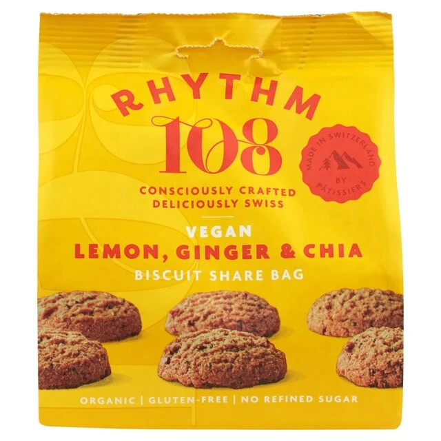 Rhythm 108 Swiss Vegan Lemon, Ginger & Chia Biscuit Share Bag 135g(Rhythm 108 Swiss Vegan Lemon Ginger Chia Biscuit Share Bag 135g) 1 Rhythm 108 Swiss Vegan Lemon, Ginger & Chia Biscuit Share Bag 135g(Rhythm 108 Swiss Vegan Lemon Ginger Chia Biscuit Share Bag 135g)