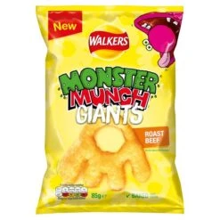 Walkers Monster Munch Giants Roast Beef Sharing Bag Snacks 85g(Walkers Monster Munch Roast Beef Sharing Snacks 98g)
