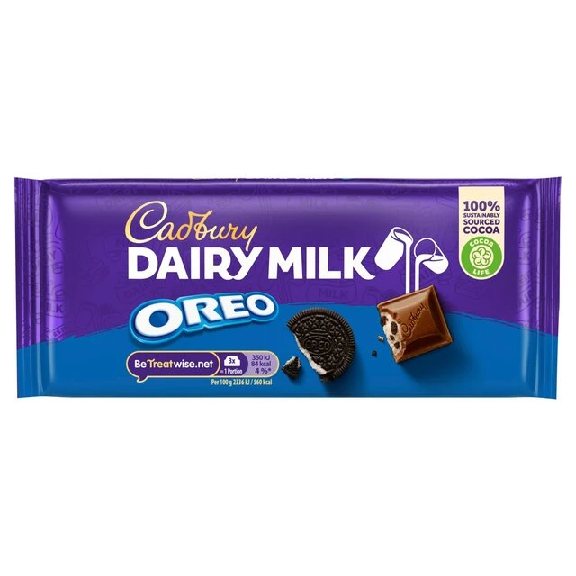 Cadbury Dairy Milk Oreo Chocolate Bar 120g(Cadbury Dairy Milk Oreo Cookies 120g) 1 Cadbury Dairy Milk Oreo Chocolate Bar 120g(Cadbury Dairy Milk Oreo Cookies 120g)