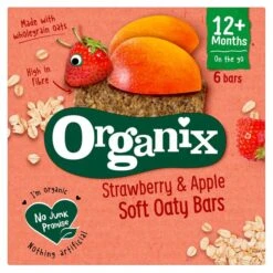 Organix Strawberry & Apple Organic Soft Oaty Bars 6 Per Pack(Organix Goodies Strawberry Cereal Bar Stage 4 6 X 30g)