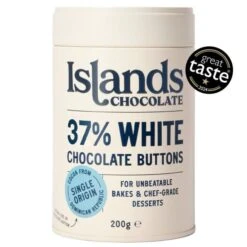 Islands Chocolate 37% White Chocolate Button Tin 200g(Islands Chocolate 37 White Chocolate Button Tin 200g)