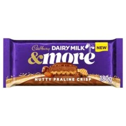 Cadbury Dairy Milk & More Nutty Praline Crisp 180g(Cadbury Dairy Milk More Nutty Praline Crisp 180g)