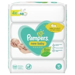 Pampers® Pampers New Baby Sensitive Baby Wipes 4 X 50 Per Pack(Pampers Active Fit Nappies Size 4 Monthly Pack 168 Nappies)