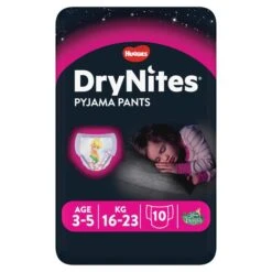 Huggies DryNites Girls Pyjama Pants 3-5 Years 10 Per Pack(Huggies 3 5 Years Drynites For Girls 16 23kg 10 Per Pack)