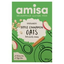 Amisa Organic Gluten Free Apple & Cinnamon Porridge Oats 300g(Amisa Organic Gluten Free Pure Porridge Oats Apple Cinnamon Spice 300g)