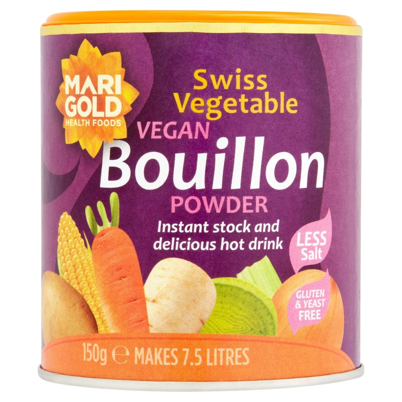 Marigold Less Salt Swiss Vegetable Bouillon 150g(Marigold Org Veg Bouillon Powder R Salt 140g) 1 Marigold Less Salt Swiss Vegetable Bouillon 150g(Marigold Org Veg Bouillon Powder R Salt 140g)