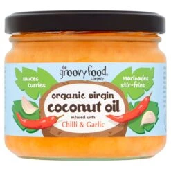 Groovy Food Company Organic Virgin Coconut Oil Infused With Chilli & Garlic 283ml(Groovy Food Company Organic Virgin Coconut Oil Infused With Chilli Garlic 283ml)
