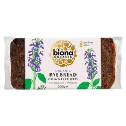 Biona Organic Yeast Free Rye Chia & Flax Seed Bread 500g(Biona Organic Rye Bread With Chia Flaxseeds)