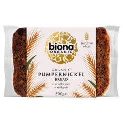 Biona Organic Pumpernickel Bread Sliced 500g(Biona Organic Rye Chia Flax Bread 500g)
