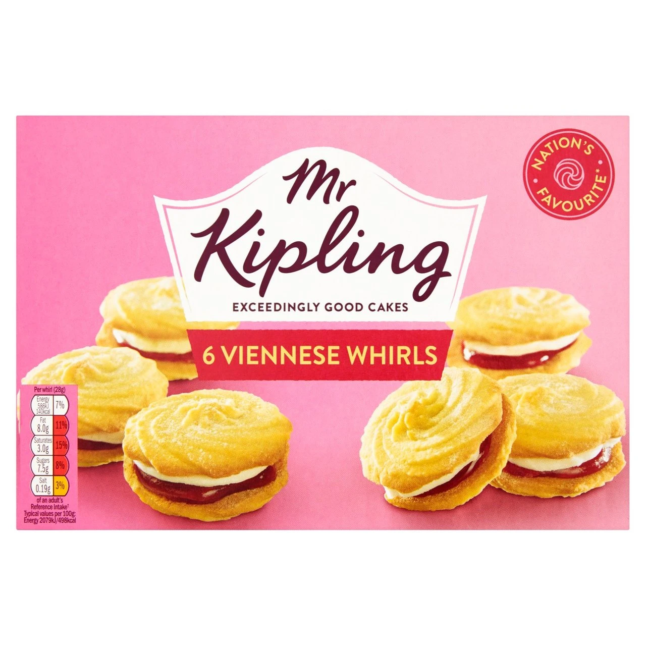 Mr Kipling Viennese Whirls 6 Per Pack(Mr Kipling Family Battenberg Cake 225g) 1 Mr Kipling Viennese Whirls 6 Per Pack(Mr Kipling Family Battenberg Cake 225g)