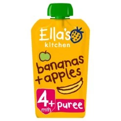 Ella's Kitchen Organic Bananas And Apples Baby Pouch 4+ Months 120g(Ellas Kitchen Stage 1 From 4 Months Organic Apple And Banana Baby Food 120 G)