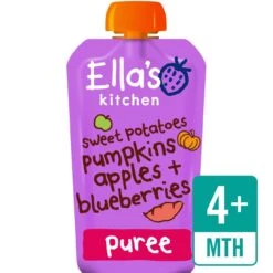 Ella's Kitchen Organic Sweet Potatoes, Pumpkin, Apples & Blueberries Pouch 120g(Ellas Kitchen Stage 1 From 4 Months Organic Sweet Potato Pumpkin Apple And)