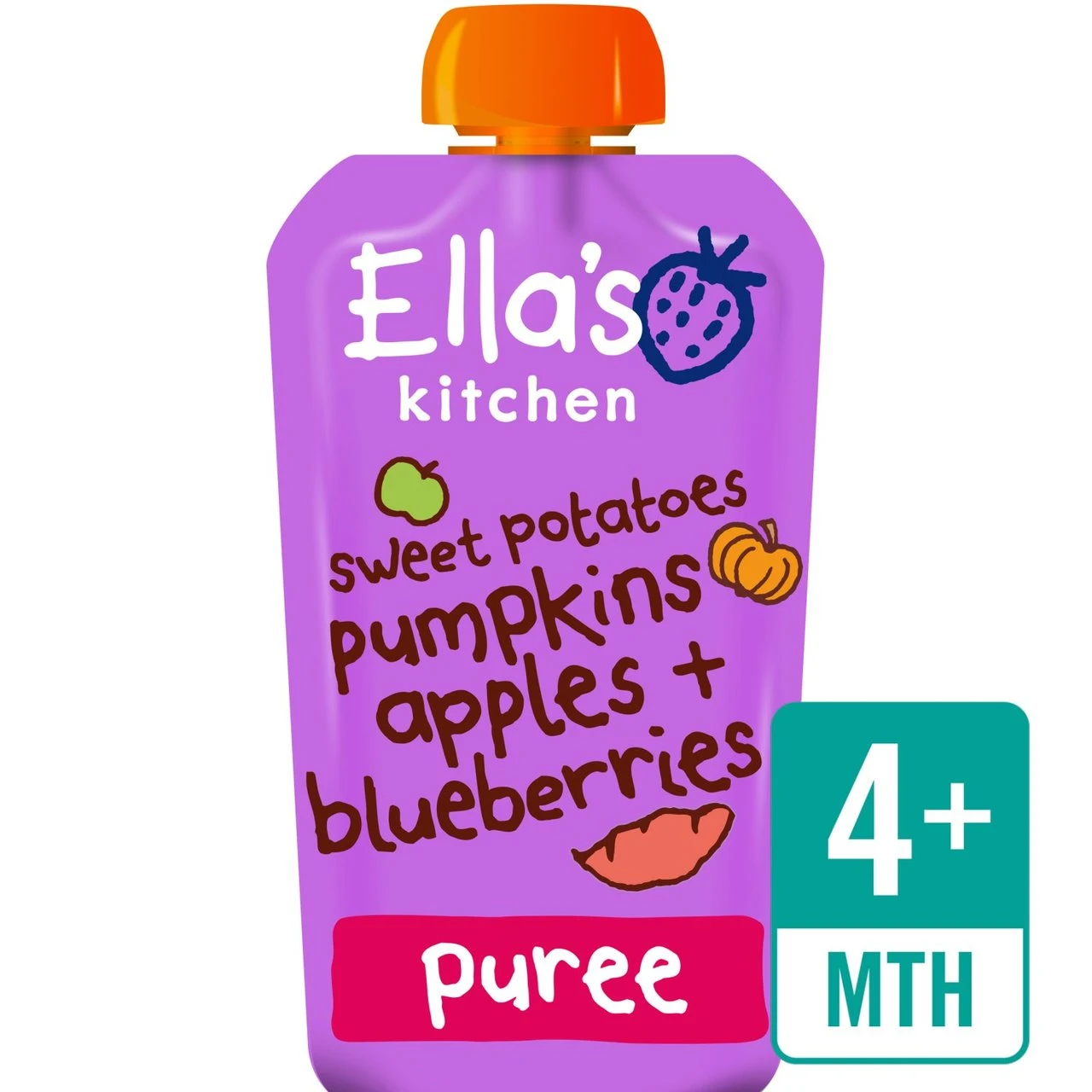 Ella's Kitchen Organic Sweet Potatoes, Pumpkin, Apples & Blueberries Pouch 120g(Ellas Kitchen Stage 1 From 4 Months Organic Sweet Potato Pumpkin Apple And) 1 Ella's Kitchen Organic Sweet Potatoes, Pumpkin, Apples & Blueberries Pouch 120g(Ellas Kitchen Stage 1 From 4 Months Organic Sweet Potato Pumpkin Apple And)