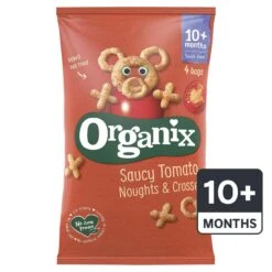 Organix Tomato Noughts & Crosses Toddler Snack Corn Puffs Multipack 4 X 15g(Organix Goodies Organic Saucy Tomato Noughts Crosses 12mth 4x15g)