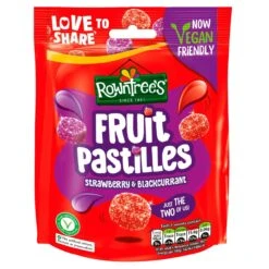 Rowntree's Fruit Pastilles Strawberry & Blackcurrant Sweets 143g(Rowntrees Red Black Fruit Pastilles Sharing Bag 160g)