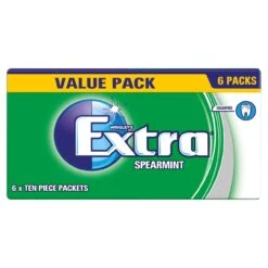 Wrigley's Extra Spearmint Chewing Gum Sugar Free Multipack 6 Per Pack(Wrigleys Extra Sugarfree Spearmint Gum 5 X 10 Per Pack)