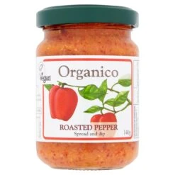 Organico Roasted Pepper Spread & Dip 140g(Organico Grilled Peppers In Extra Virgin Olive Oil 185g)