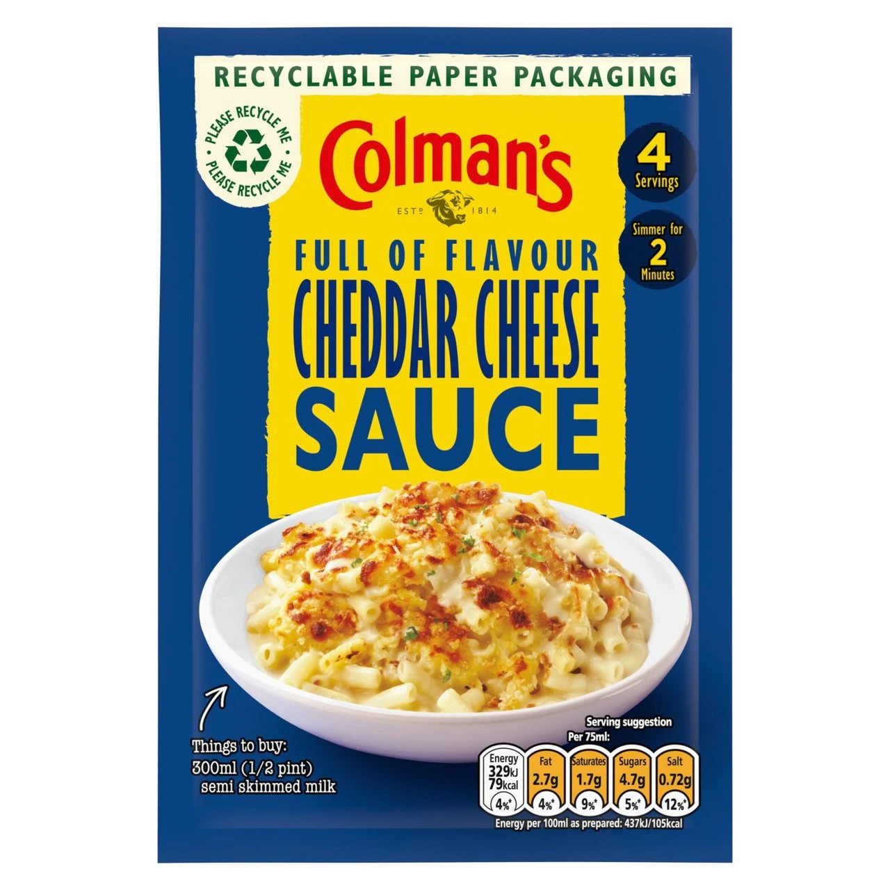 Colman's Cheddar Cheese Sauce Mix 40g(Colmans Cheddar Cheese Sauce Mix 40g) 1 Colman's Cheddar Cheese Sauce Mix 40g(Colmans Cheddar Cheese Sauce Mix 40g)