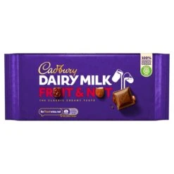 Cadbury Dairy Milk Fruit & Nut Chocolate Bar 180g(Cadbury Dairy Milk Fruit Nut Bar 200g)