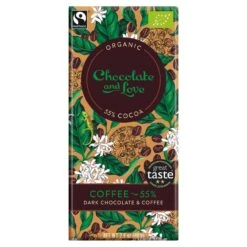 Chocolate And Love Fairtrade Organic Coffee 55% Dark Chocolate 80g(C L 55 Dark Chocolate With Coffee 100g)