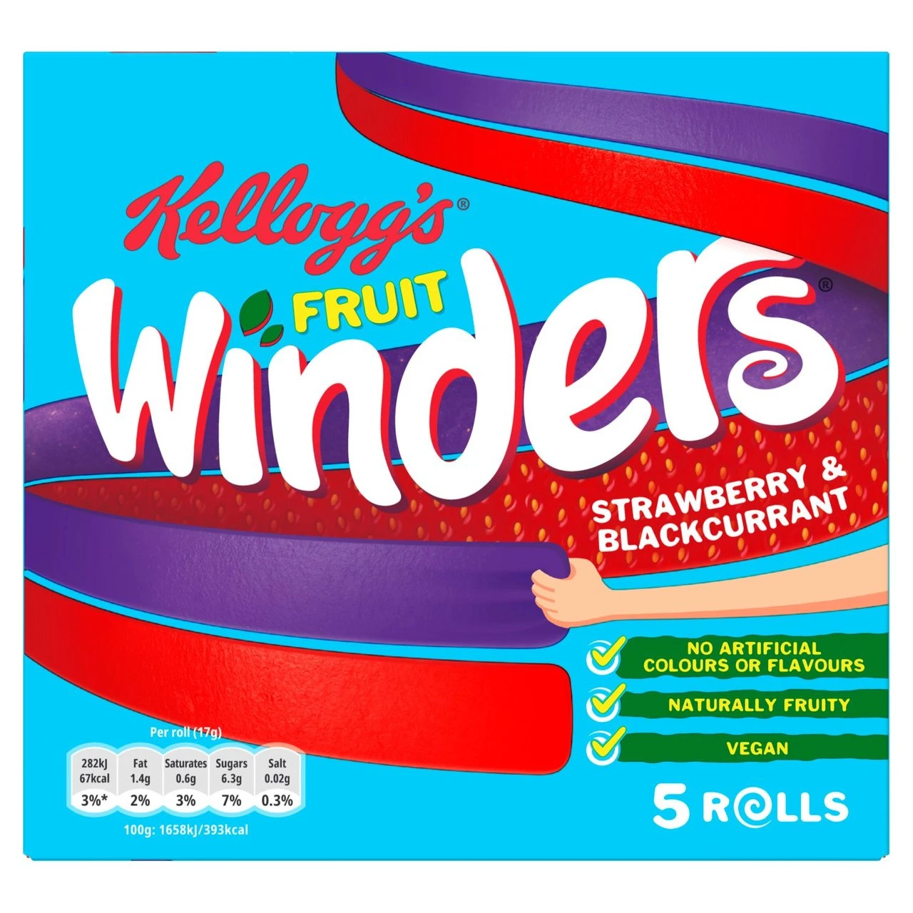 Kellogg's Winders Strawberry & Blackcurrant 5 Per Pack(Kelloggs Winders Strawberry Blackcurrant 5 X 17g) 1 Kellogg's Winders Strawberry & Blackcurrant 5 Per Pack(Kelloggs Winders Strawberry Blackcurrant 5 X 17g)