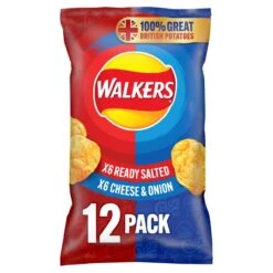 Walkers Ready Salted Cheese & Onion Variety Multipack Crisps 12 Per Pack(Walkers Ready Salted Cheese Onion Variety Multipack Crisps 12 Per Pack)