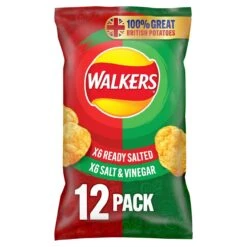 Walkers Ready Salted Salt & Vinegar Variety Multipack Crisps 12 Per Pack(Walkers Ready Salted Salt Vinegar Variety Multipack Crisps 12 Per Pack)