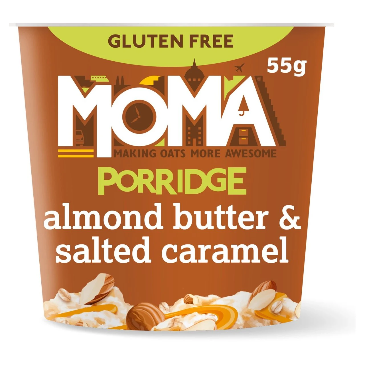 MOMA Dairy Free Almond Butter & Salted Caramel Porridge Pot 55g(Moma Dairy Free Almond Butter Salted Caramel Porridge Pot 55g) 1 MOMA Dairy Free Almond Butter & Salted Caramel Porridge Pot 55g(Moma Dairy Free Almond Butter Salted Caramel Porridge Pot 55g)