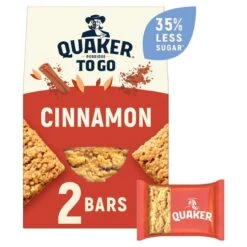 Quaker Porridge To Go Cinnamon Breakfast Bars 2 X 55g(Quaker Porridge To Go Cinnamon Breakfast Bars 2 X 55g)