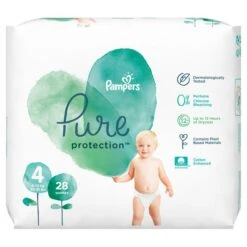 Pampers® Pampers Pure Protection Size 4 Essential Pack 28 Per Pack(Pampers Baby Dry Junior Nappies Giga Pack Size 5 114 Nappies)