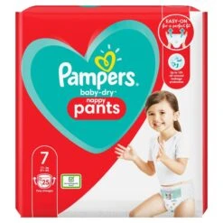 Pampers® Pampers Baby Dry Nappy Pants Size 7 Essential Pack 25 Per Pack(Pampers Baby Dry Nappies Size 4 Large Pack 62 Per Pack)